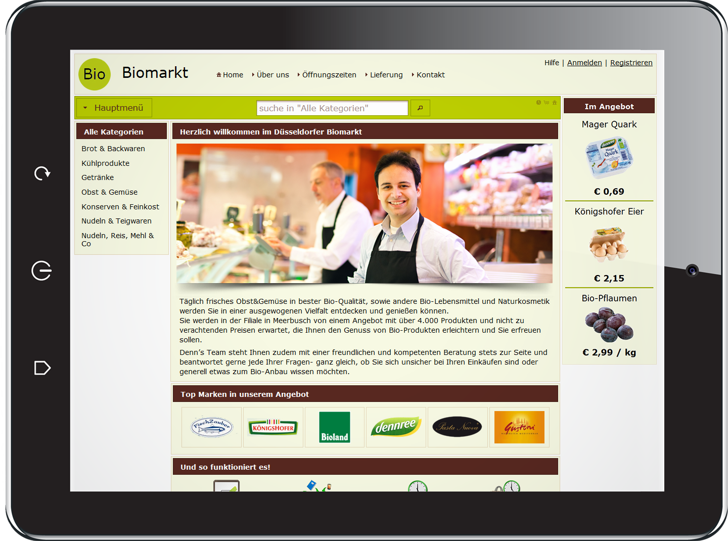 Tablet mit Webseite Online-Shop